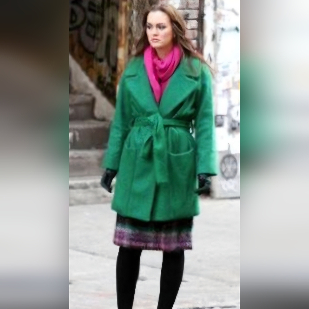 Michael Kors Holiday Green and cream lined Trench Size  S